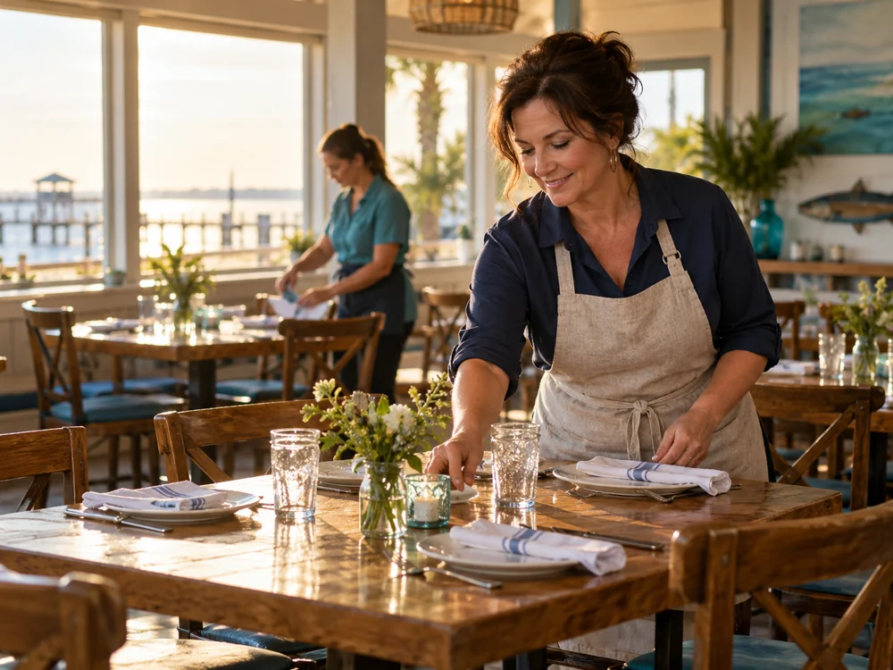 Restaurants work on the Gulf Coast, illustrative image